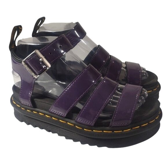 Dr Doc Martens Size 5 US Blaire Purple Patent Leather Platform Sandals Slingback - Picture 1 of 7